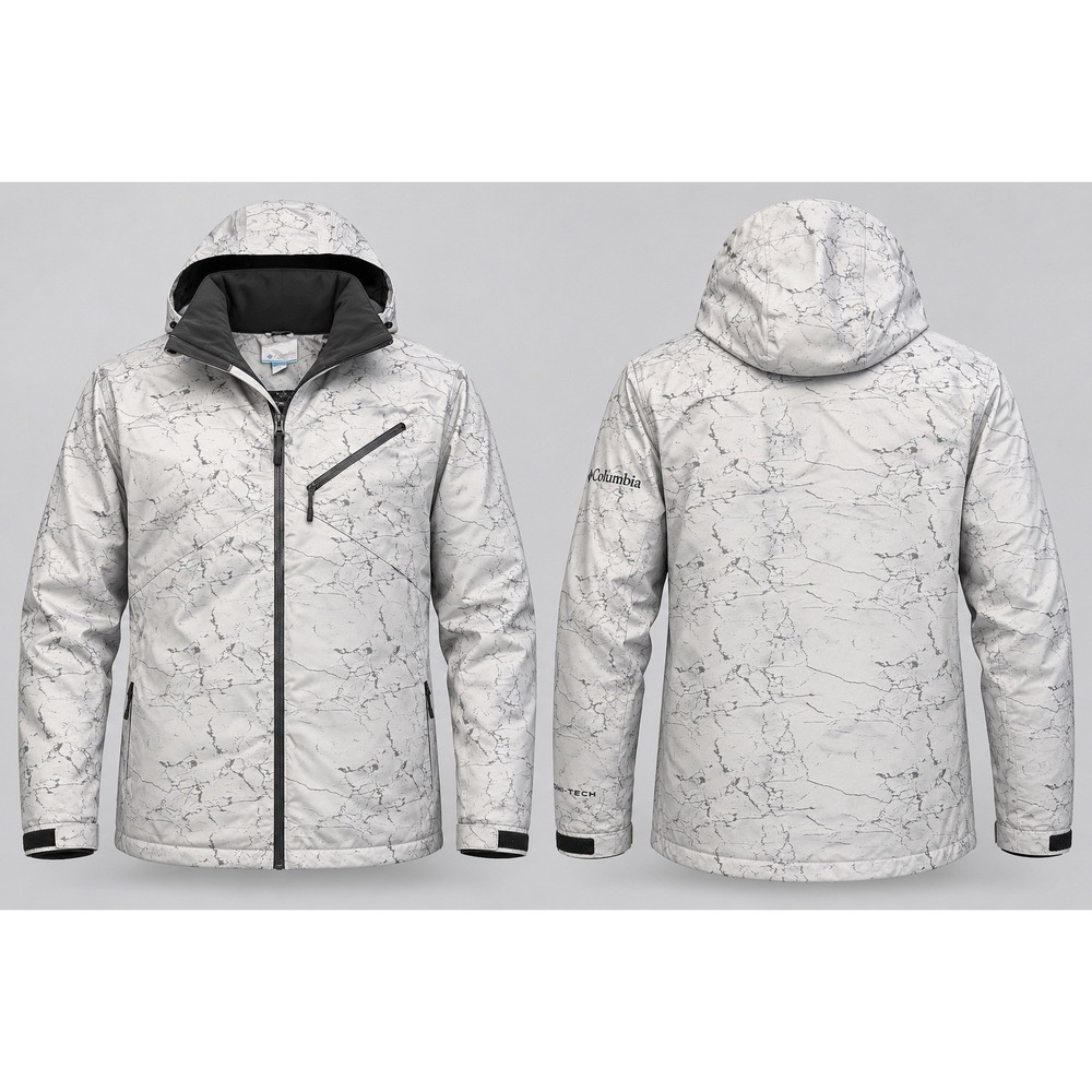 Columbia Omni-Heat Men's Snow Jacket Hooded Gray Camo Size 4XL Zip Front